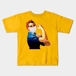 Rosie the Riveter with a Face Mask Kids T-Shirt